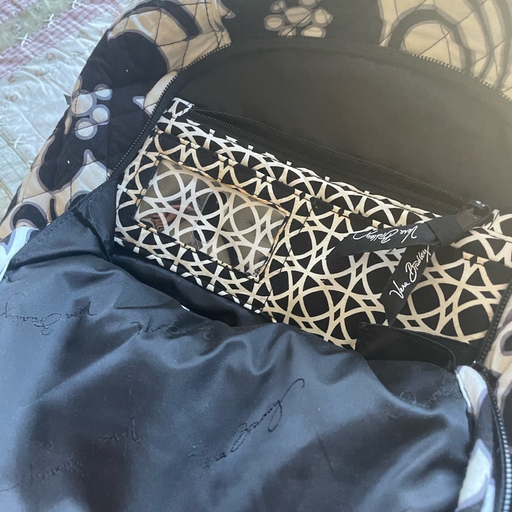 Vera Bradley Black and White Quilted Floral Backpack - Picture 7 of 7
